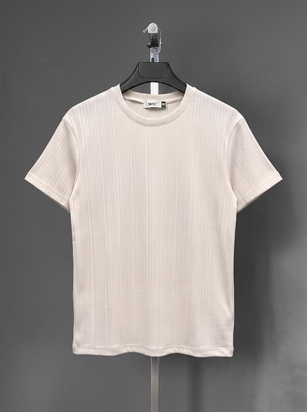 VN Fitilli Örme Regular Kesim T-Shirt Bej | Gri Fashion